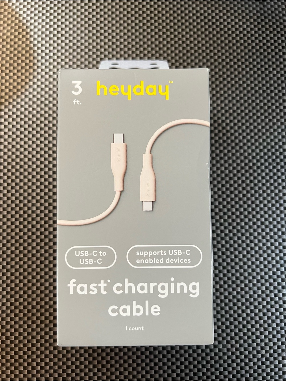 heyday USB-C to USB-C Fast Charging Cable - Light Pink